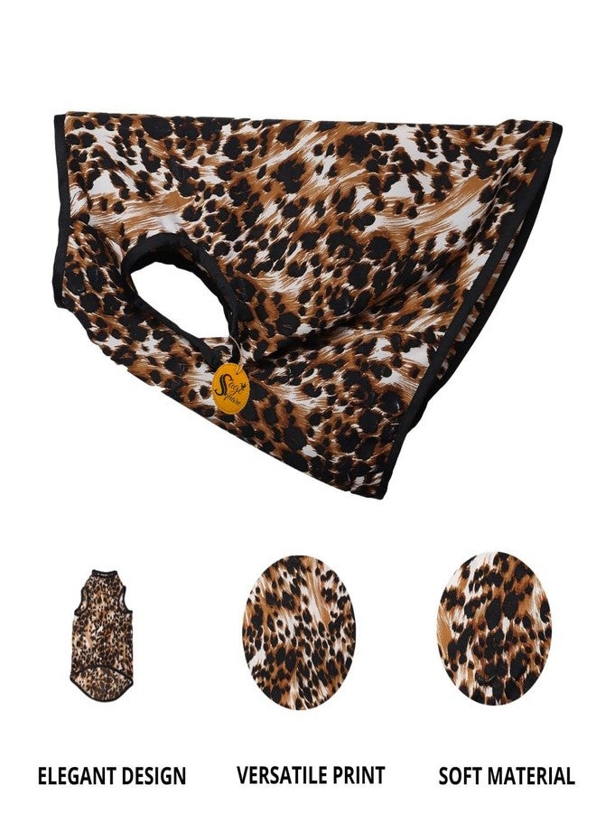 سايج سكوير تيشيرت للكلاب مطبوع عليه رسومات مجنونة من Sage Square، تيشيرت رائج للكلاب، فائق النعومة وخفيف الوزن، ملابس مريحة وجيدة التهوية للكلاب، زي عصري (صغير - 14 بوصة) (طبعة جلد النمر) - Image 2